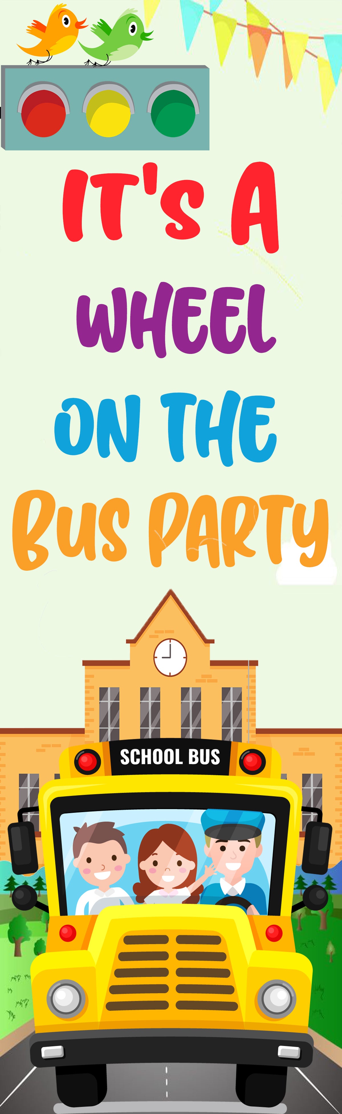 Wheels on the Bus Welcome Banner Roll up Standee (with stand)