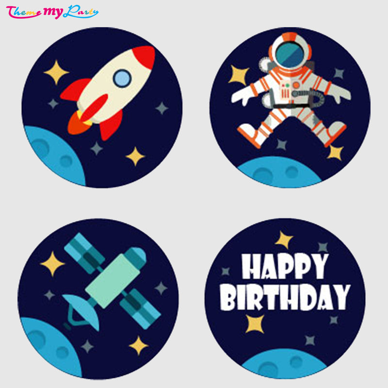 Space Theme Birthday Party Cupcake Toppers for Decoration