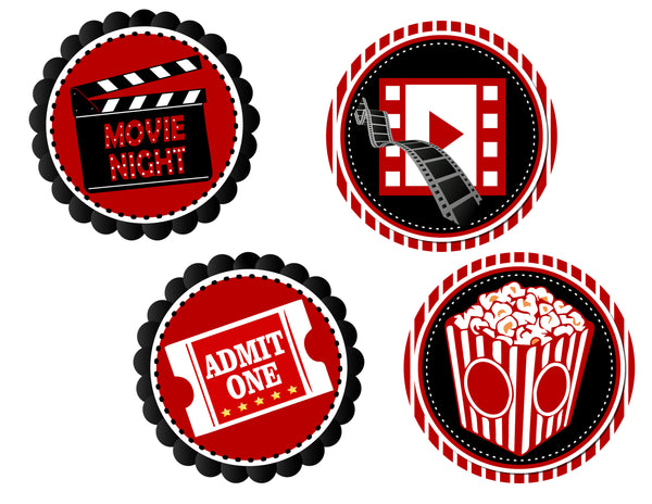 Movie Night Theme Cup Cake Topper for Decoration