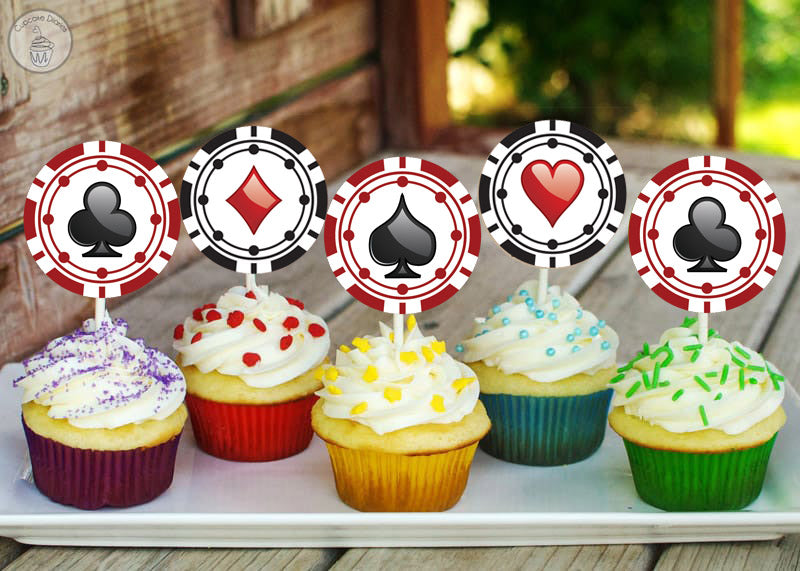 Casino/Card Party Cup Cake Topper For Decoration