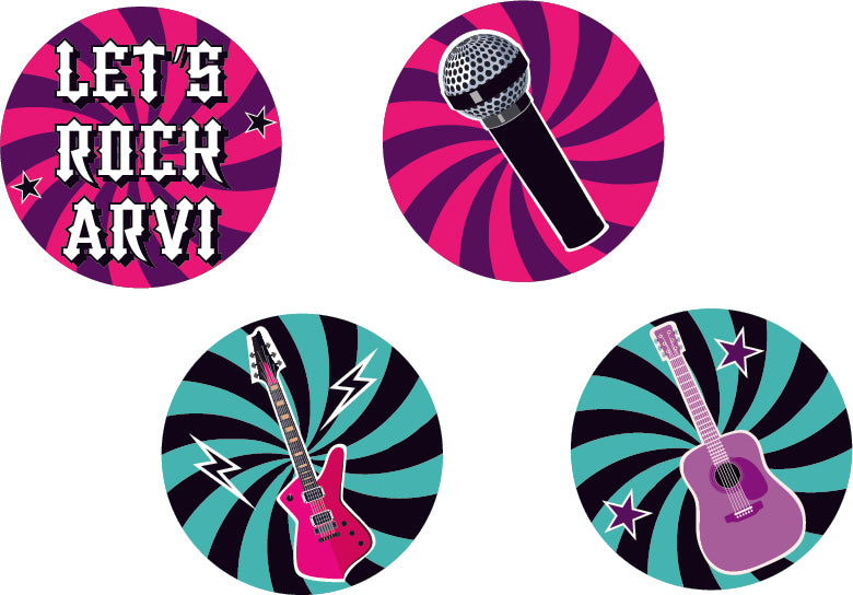 Rockstar Theme Birthday Party Cupcake Toppers for Decoration