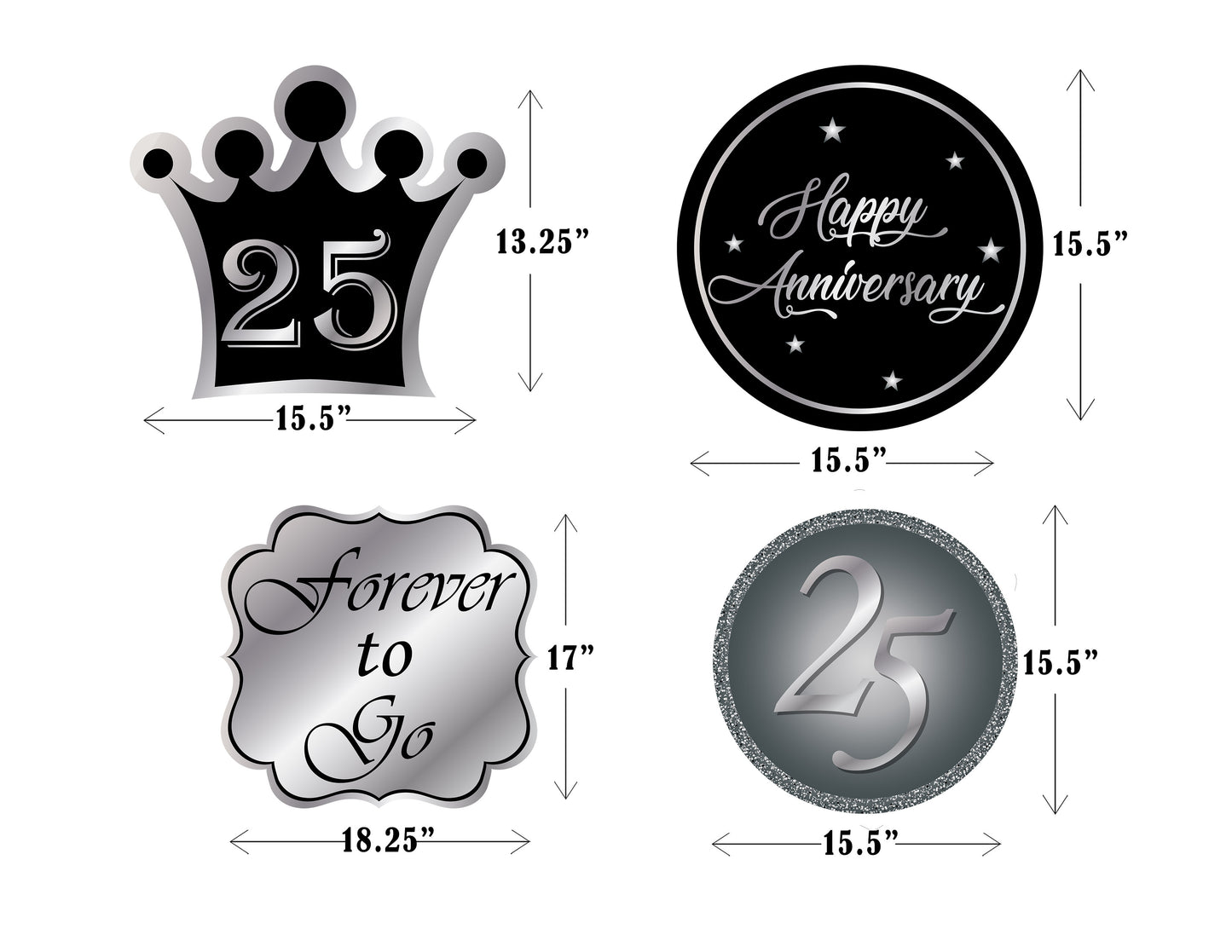 25th Anniversary Party Cutouts  For Decorations