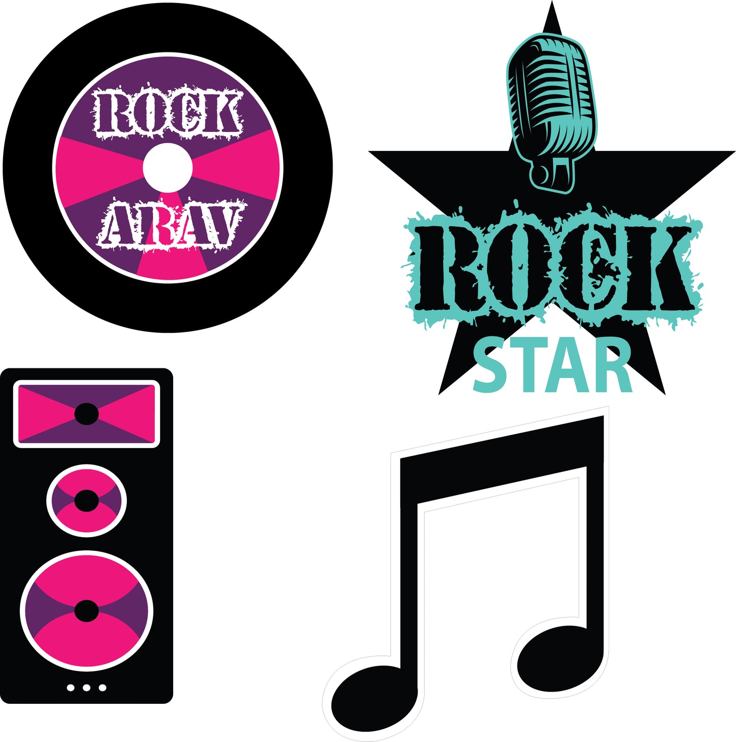Rockstar Theme Birthday Party Cutouts