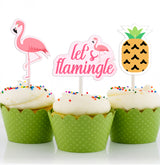 Flamingo Theme Birthday Party Cupcake Toppers for Decoration