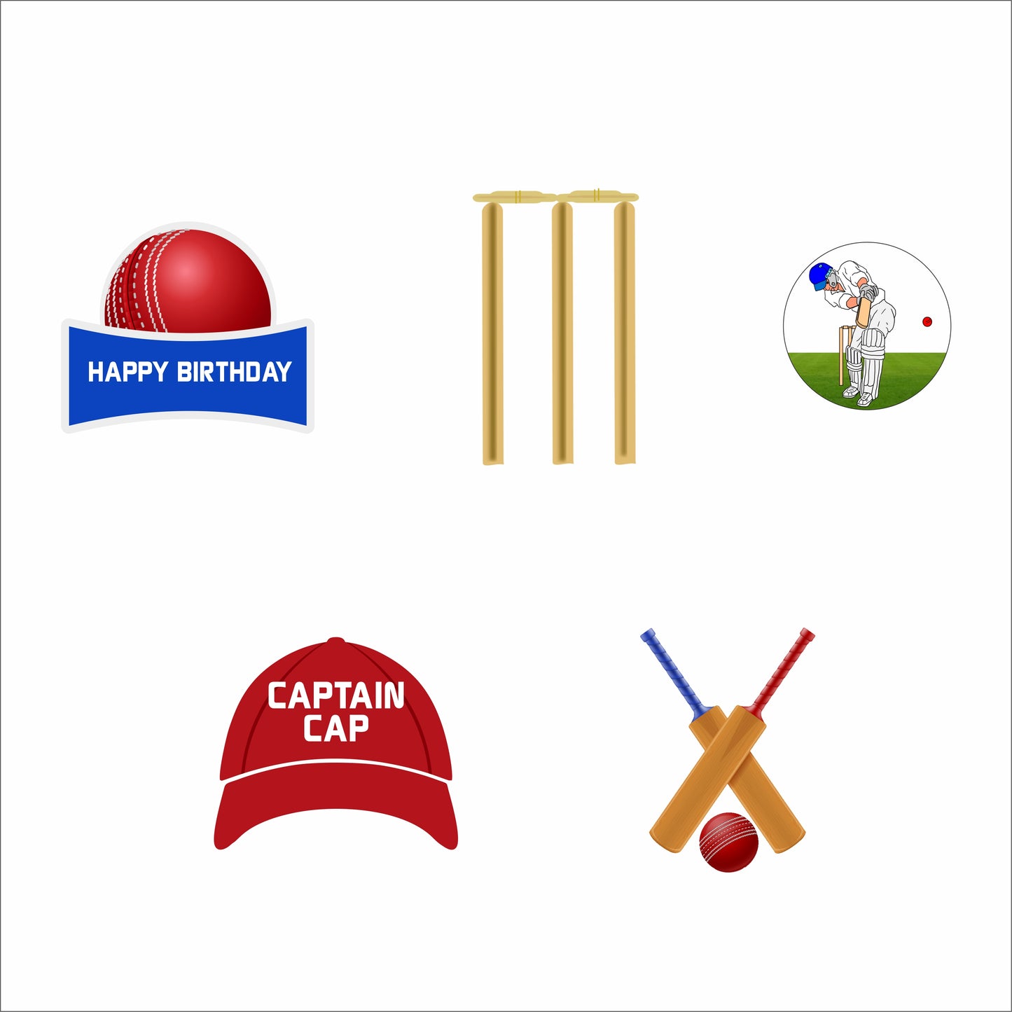 Cricket Theme Birthday Party Cake Topper