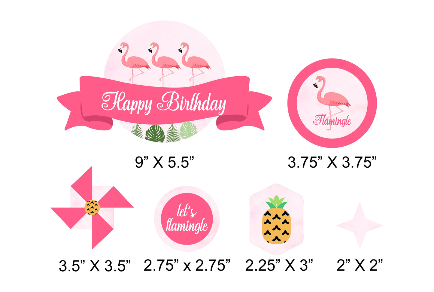 Lets Flamingo-Girls Birthday Cake Decorating Kit/Cake Topper/Cup Cake Topper