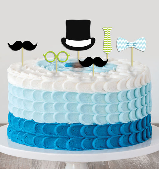 Little Man Theme Cake Topper For Birthday Party