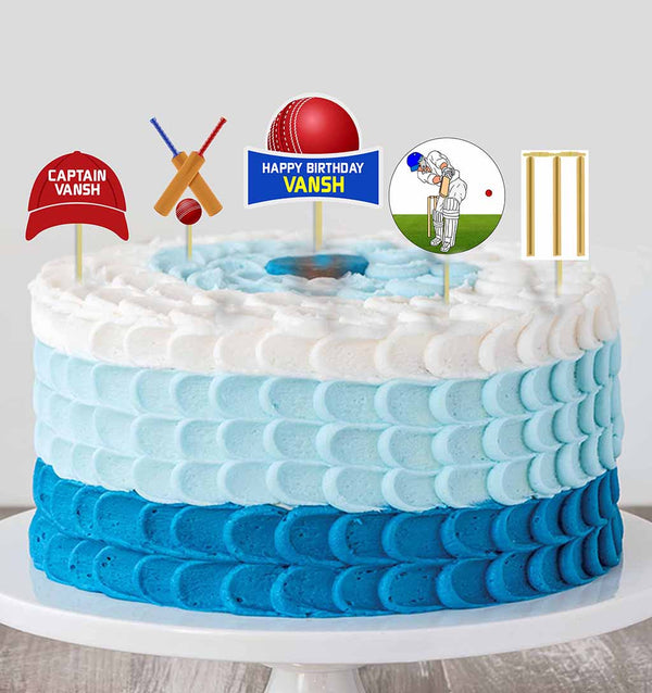 Cricket Theme Birthday Party Cake Topper