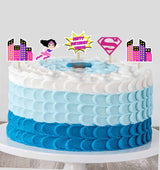 Super Girl Theme Birthday Party Cake Topper