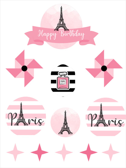 Paris Theme Cake Topper For Birthday Party