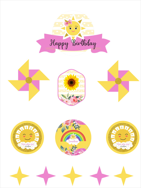Sunshine Theme Birthday Party Cake Topper /Cake Decoration Kit