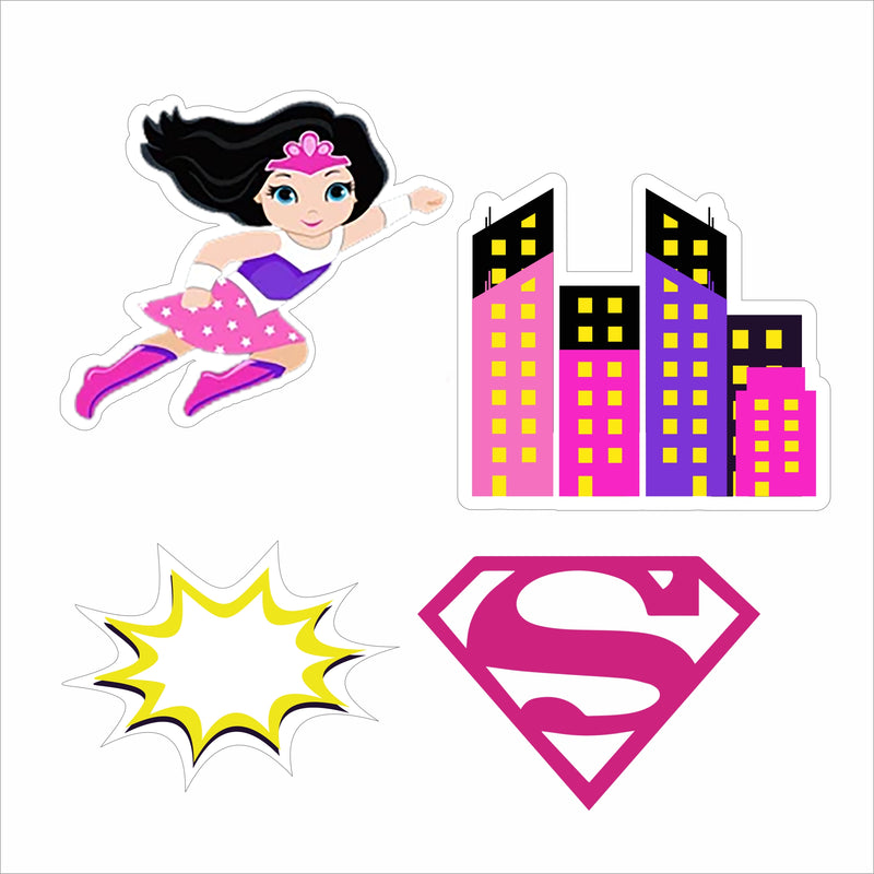 Super Girl Theme Birthday Party Cake Topper