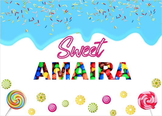 Personalize Candyland Birthday Party Backdrop Banner