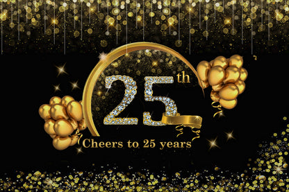 25th Anniversary Party Decoration Kit with Backdrop & Balloons