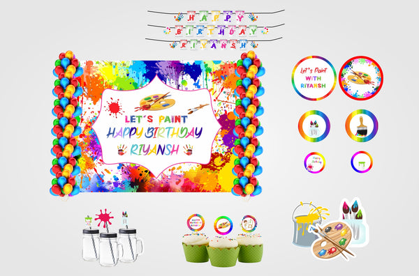 Art and Paint Theme Birthday Party Combo Kit with Backdrop & Decorations