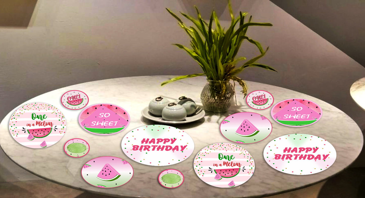 One In A Melon Theme Birthday Party Table Confetti