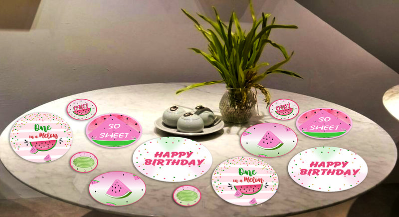 One In A Melon Theme Birthday Party Table Confetti
