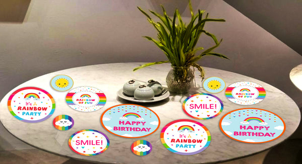 Rainbow Theme Birthday Party Table Confetti