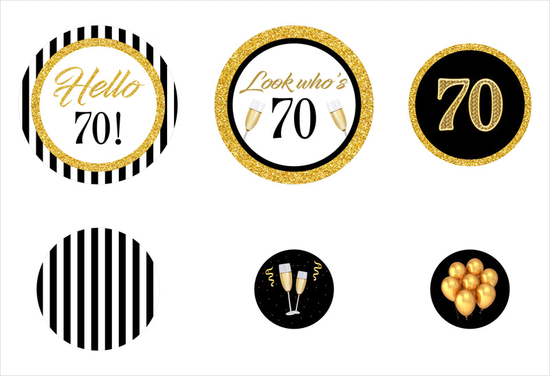 70th Birthday Party table confetti
