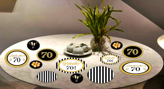 70th Birthday Party table confetti