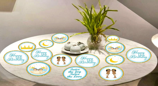 Twin Boys Theme Birthday Party Table Confetti
