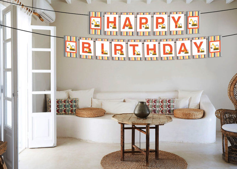 Personalized Construction Banner For Birthday Decoration I Happy Birthday Banner