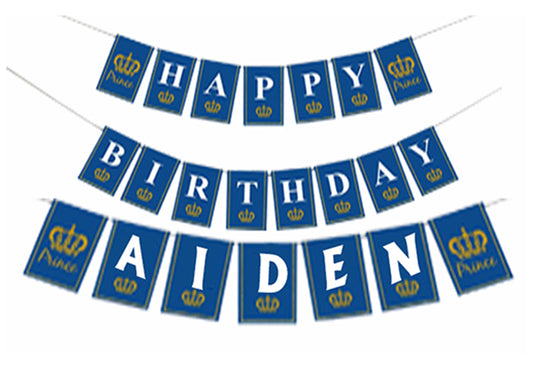 Personalized Crown prince Banner For Birthday Decoration I Happy Birthday Banner