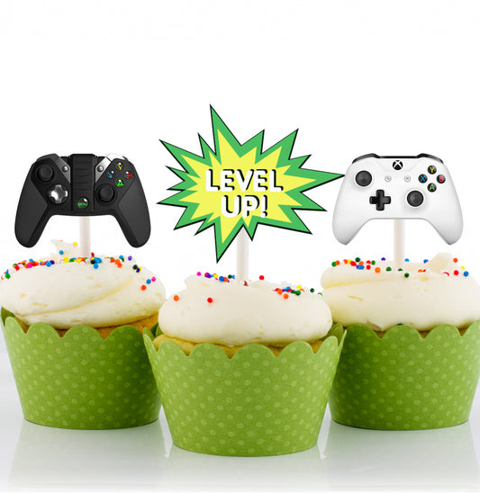 Gaming Theme Birthday Party Cupcake Toppers for Decoration 