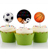 Sports  Theme Birthday Party Cupcake Toppers for Decoration 