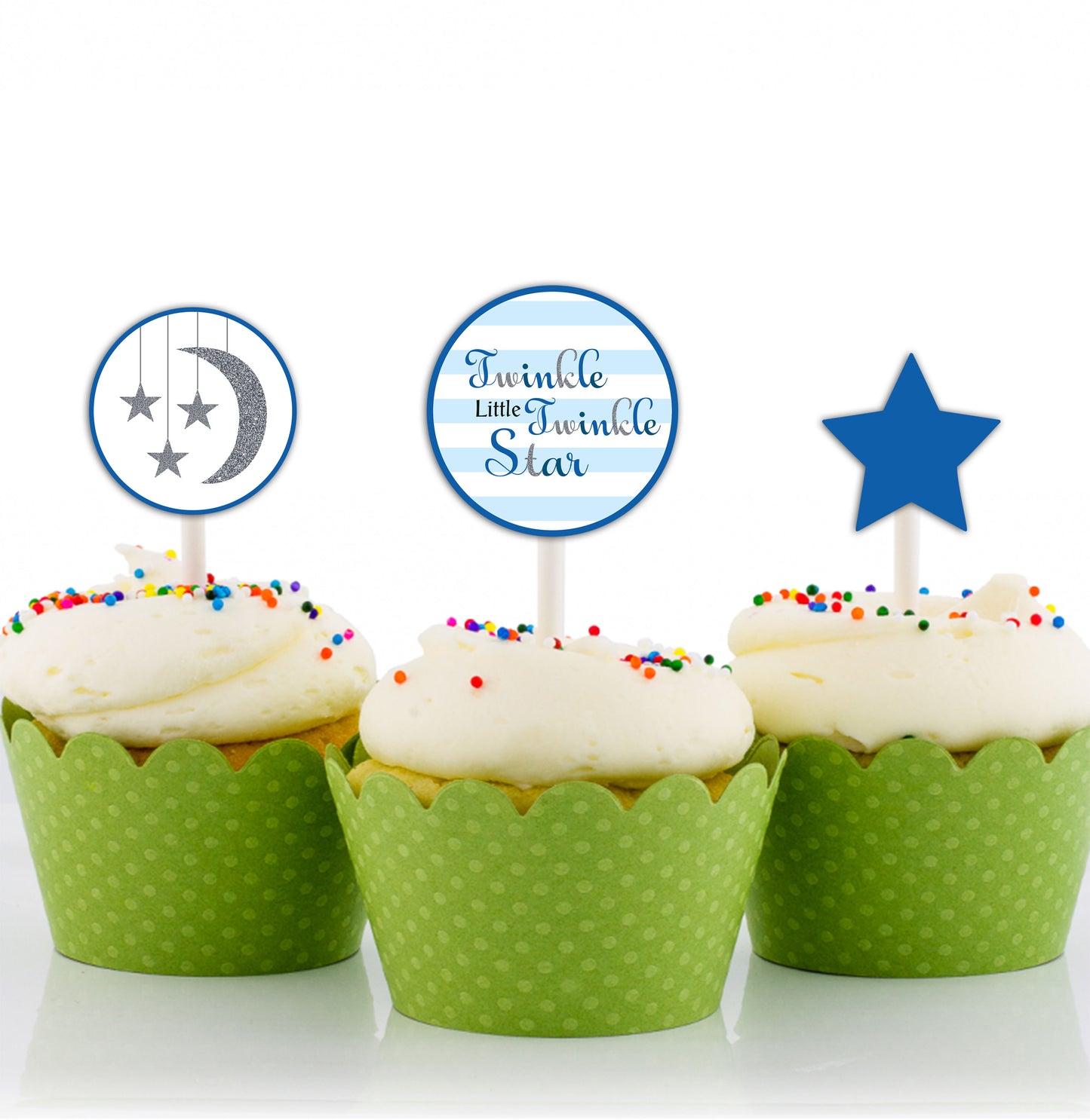 Twinkle Twinkle Little Star Theme Birthday Party Cupcake Toppers for Decoration