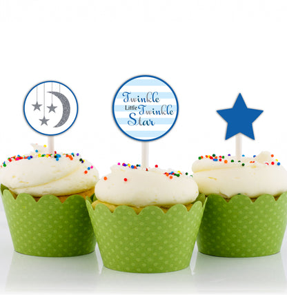 Twinkle Twinkle Little Star Theme Birthday Party Cupcake Toppers for Decoration