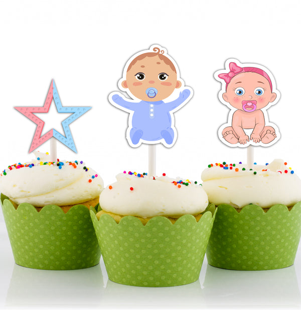 Baby Shower Party Cupcake Toppers for Decoration 