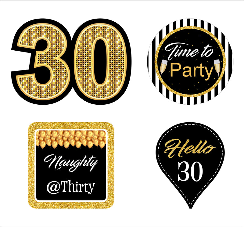 30th Birthday Party Cupcake Toppers for Decoration 