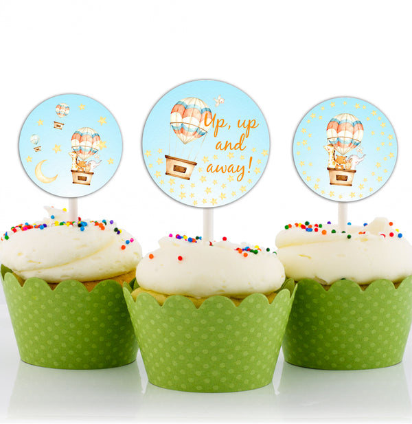 Hot Air Cup Cake Topper Birthday Decoration (Pack Of 12)