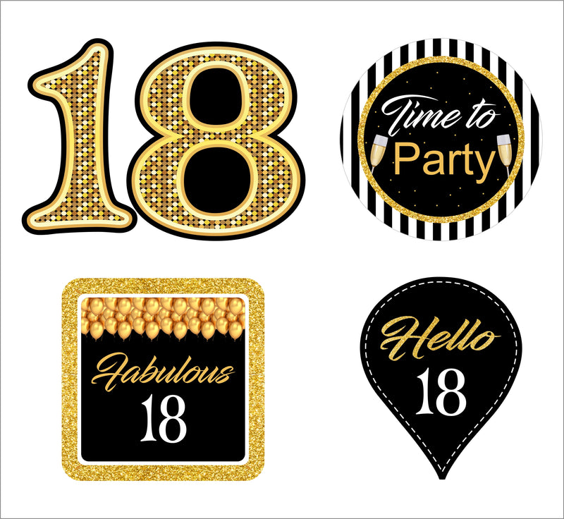 18th Birthday Party Cupcake Toppers for Decoration