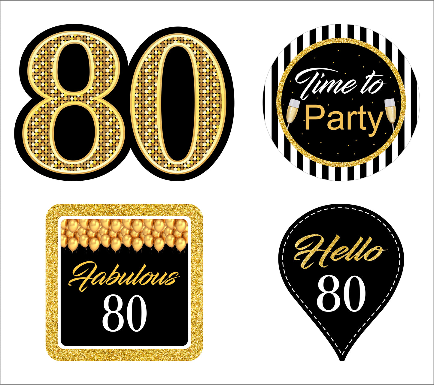 80th Birthday Party Cupcake Toppers for Decoration 