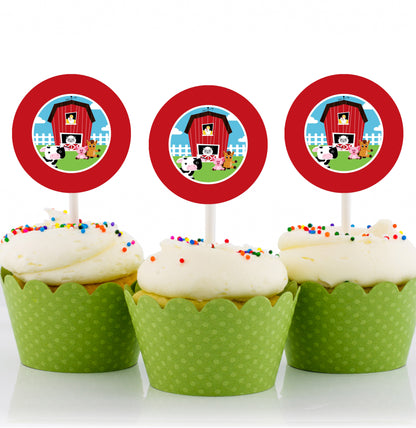 Farm Animals Theme Birthday Party Cupcake Toppers for Decoration