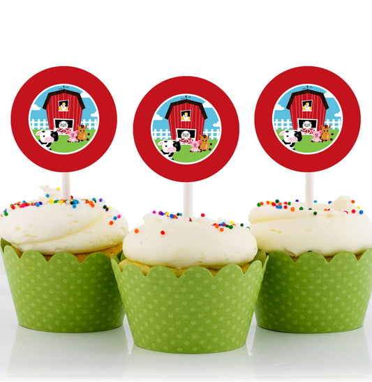 Farm Animals Theme Birthday Party Cupcake Toppers for Decoration