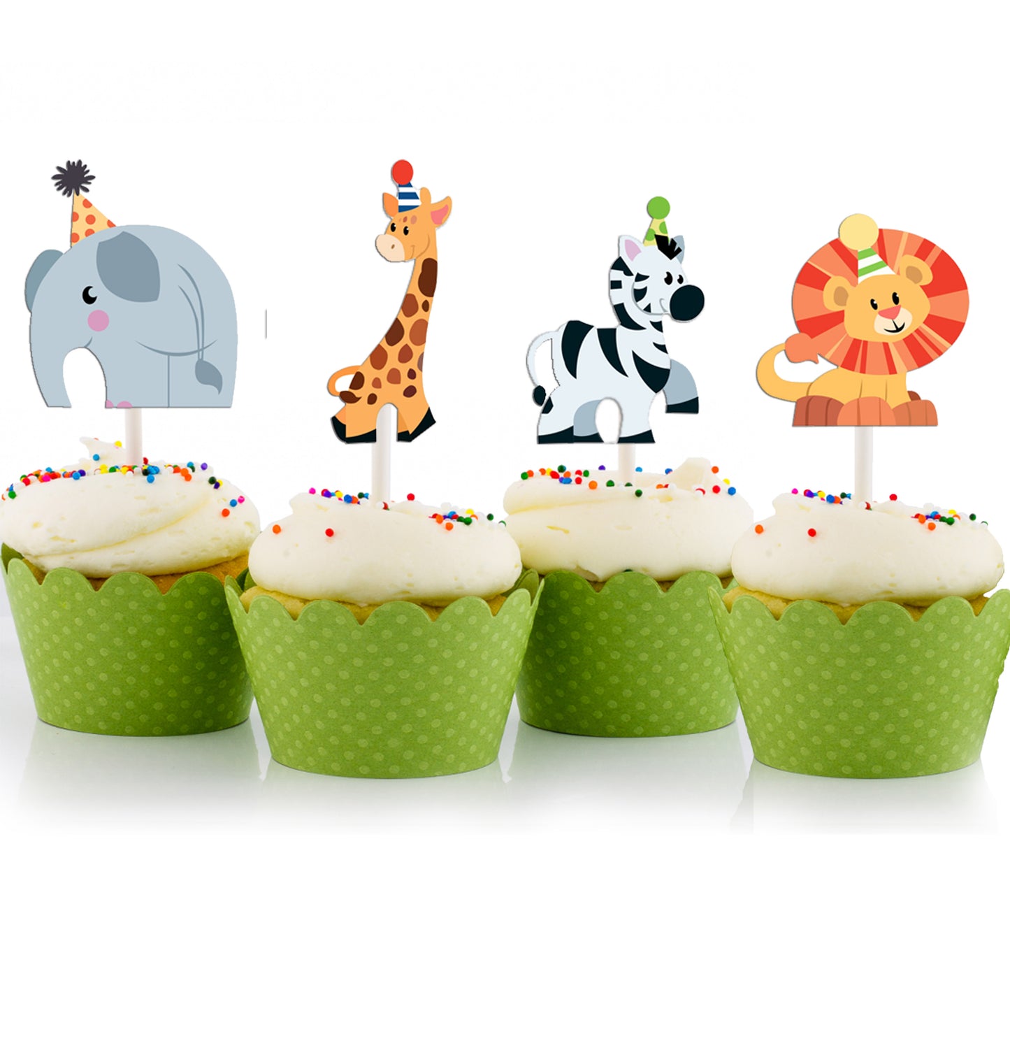 Jungle Theme Birthday Party Cupcake Toppers for Decoration