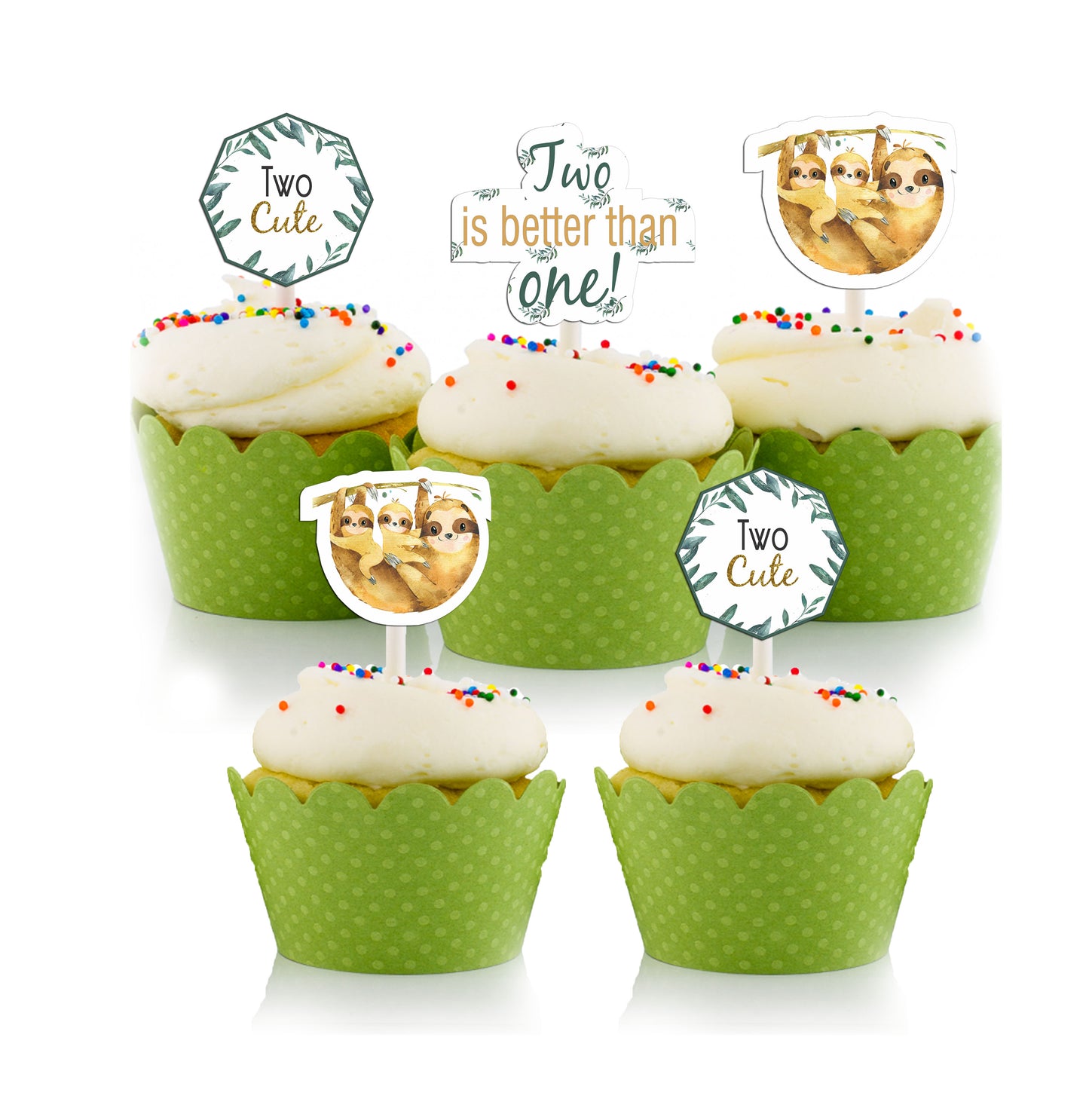 Twins Baby Theme Birthday Party Cupcake Toppers for Decoration 