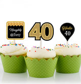 40th Birthday Party Cupcake Toppers for Decoration 