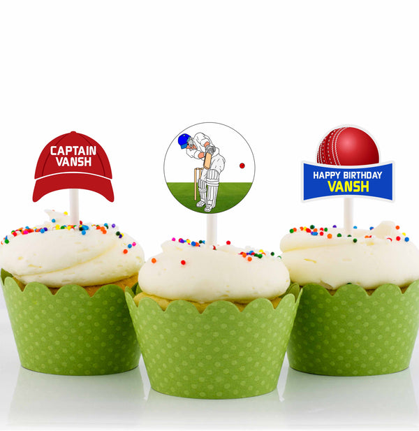 Cricket Theme Birthday Party Cupcake Toppers