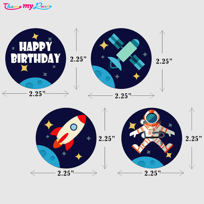 Space Theme Birthday Party Cupcake Toppers for Decoration