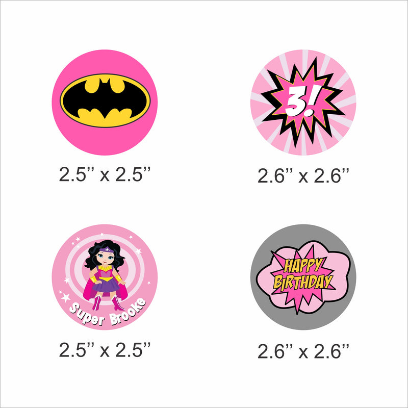 Super Girl Theme Birthday Party Cupcake Toppers