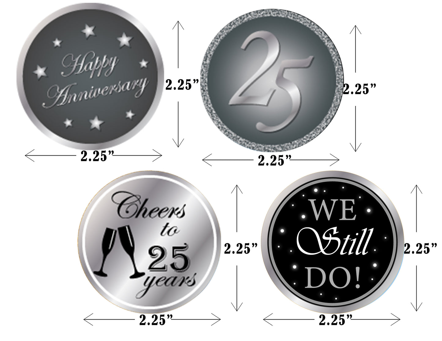 25th Anniversary Party Cupcake Toppers for Decoration