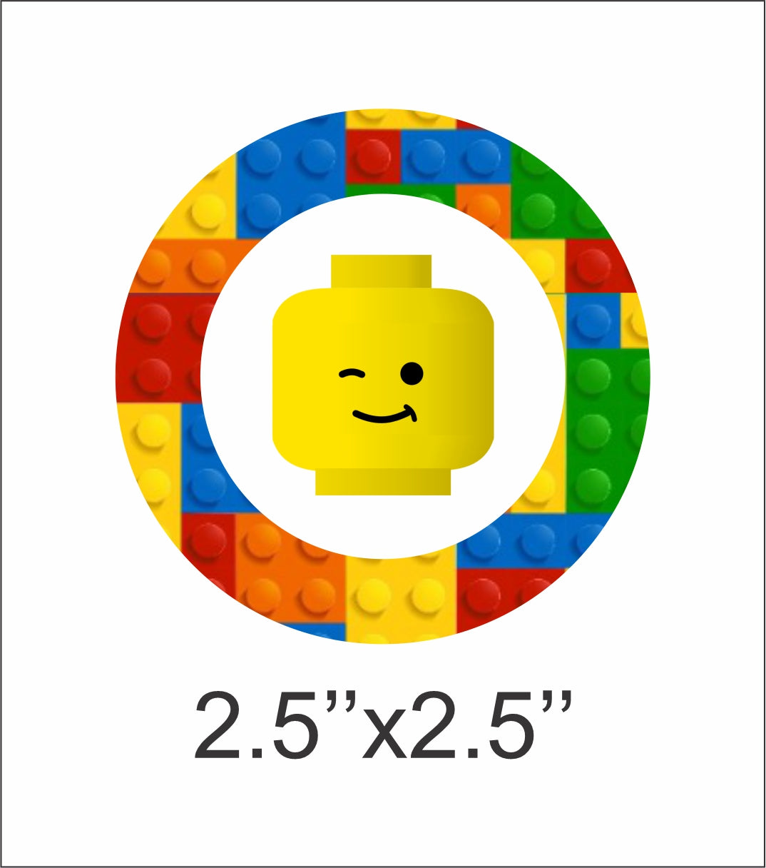 Lego Theme Birthday Party Cupcake Toppers for Decoration