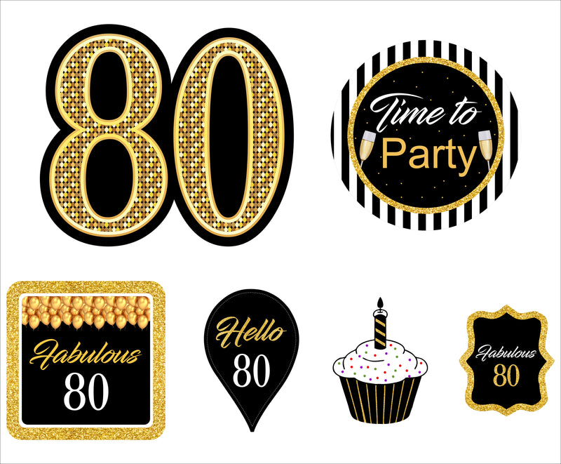 80th Birthday Party Cutouts 