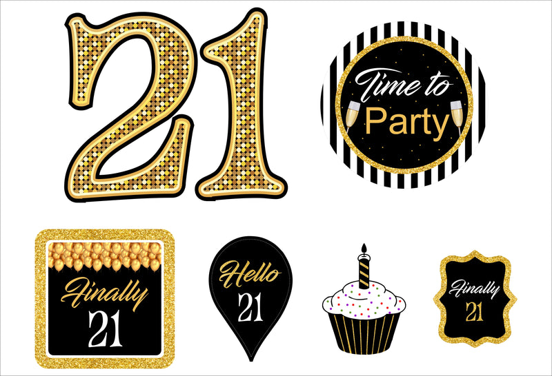 21st Birthday Party Cutouts 