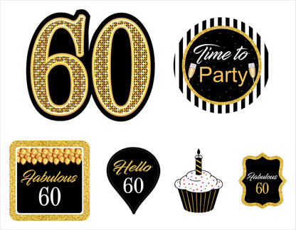 60th Birthday Party Cutouts 