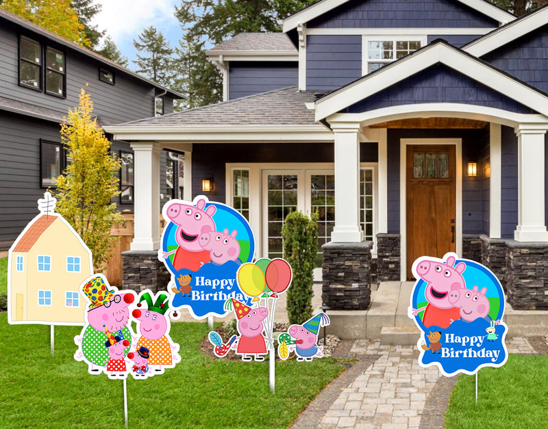 Peppa Pig Theme Birthday Party Cutouts